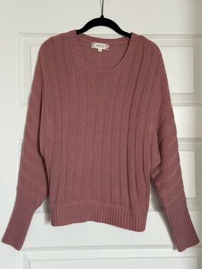 Pink Rose Ribbed Crewneck Sweater - Mauve Pink